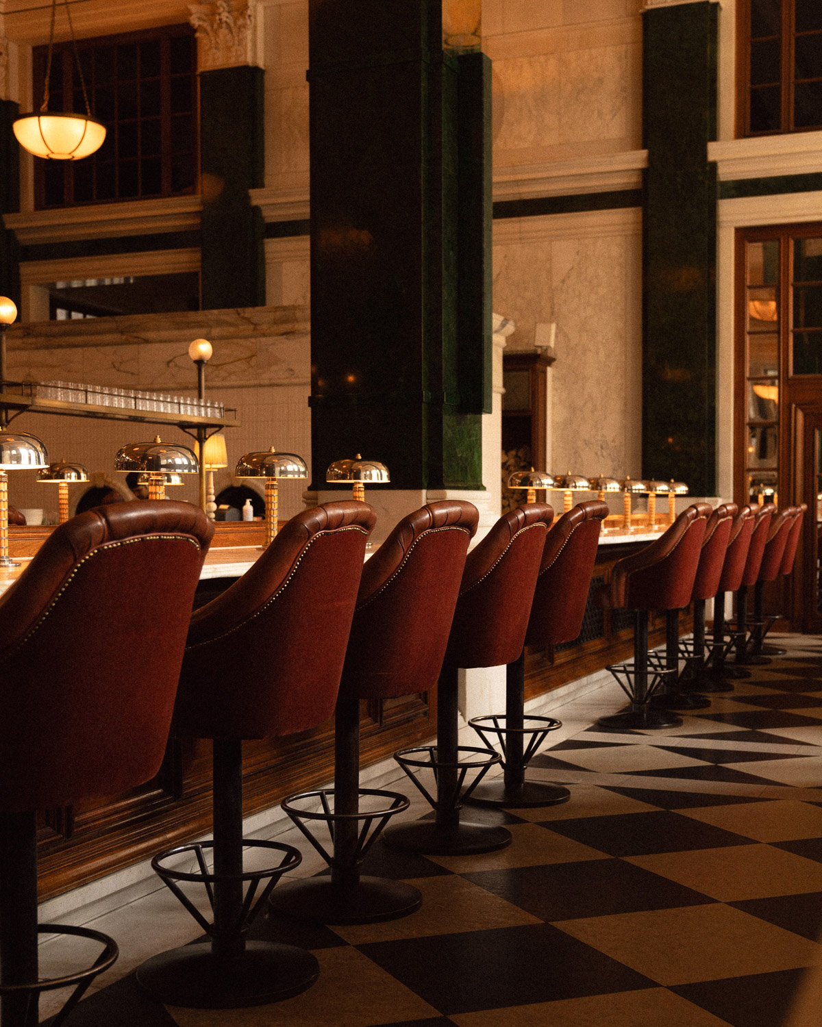 An interior picture of The Ned Hotel in London